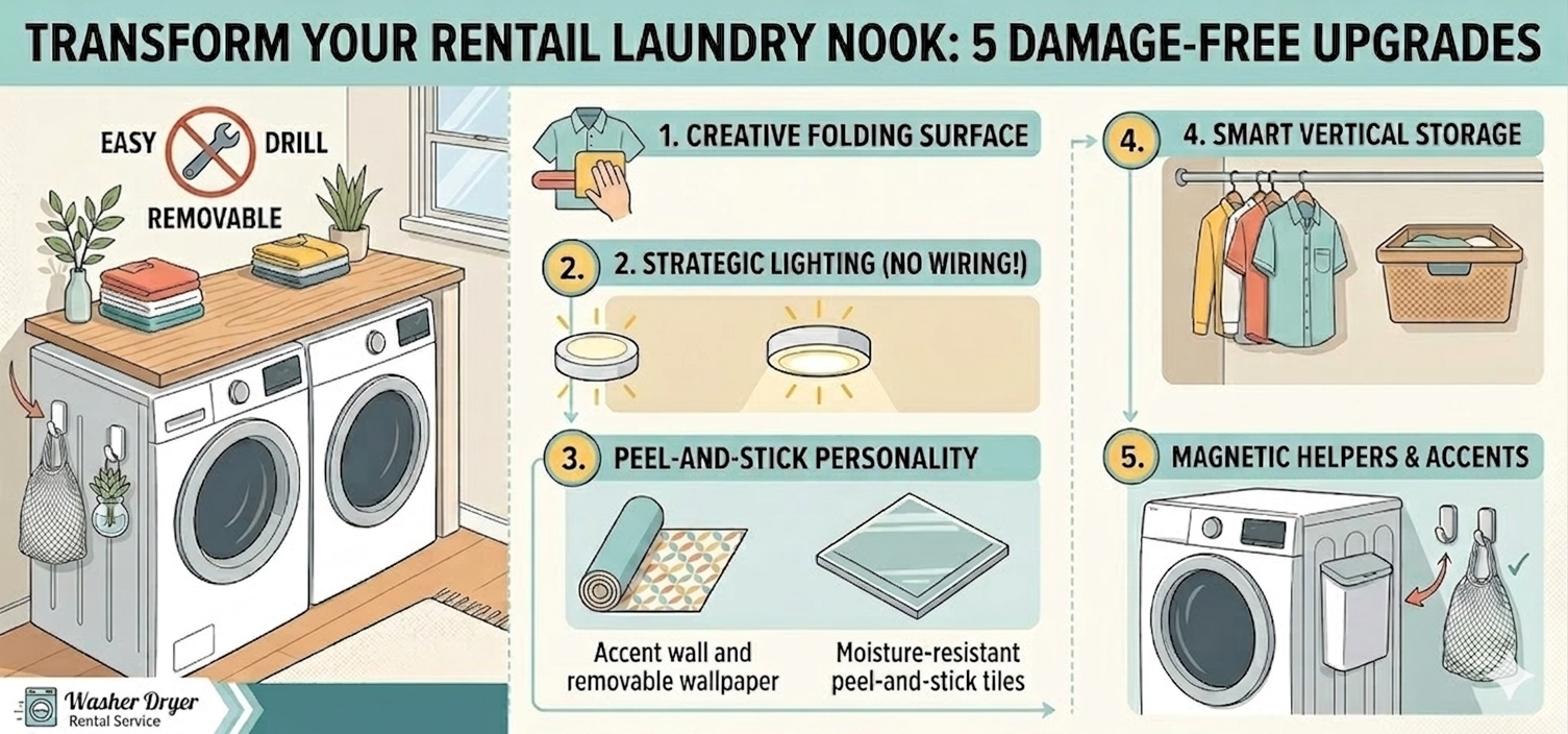 5 Renter-Friendly Upgrades for a Boring Laundry Nook